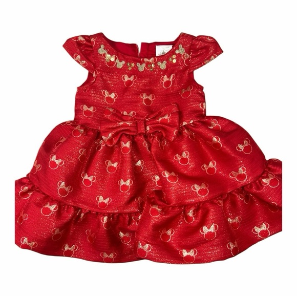 Disney Store Minnie Mouse Holiday Girl's Dress Gems Sparkle Fancy Size 2 NEW - Picture 1 of 9
